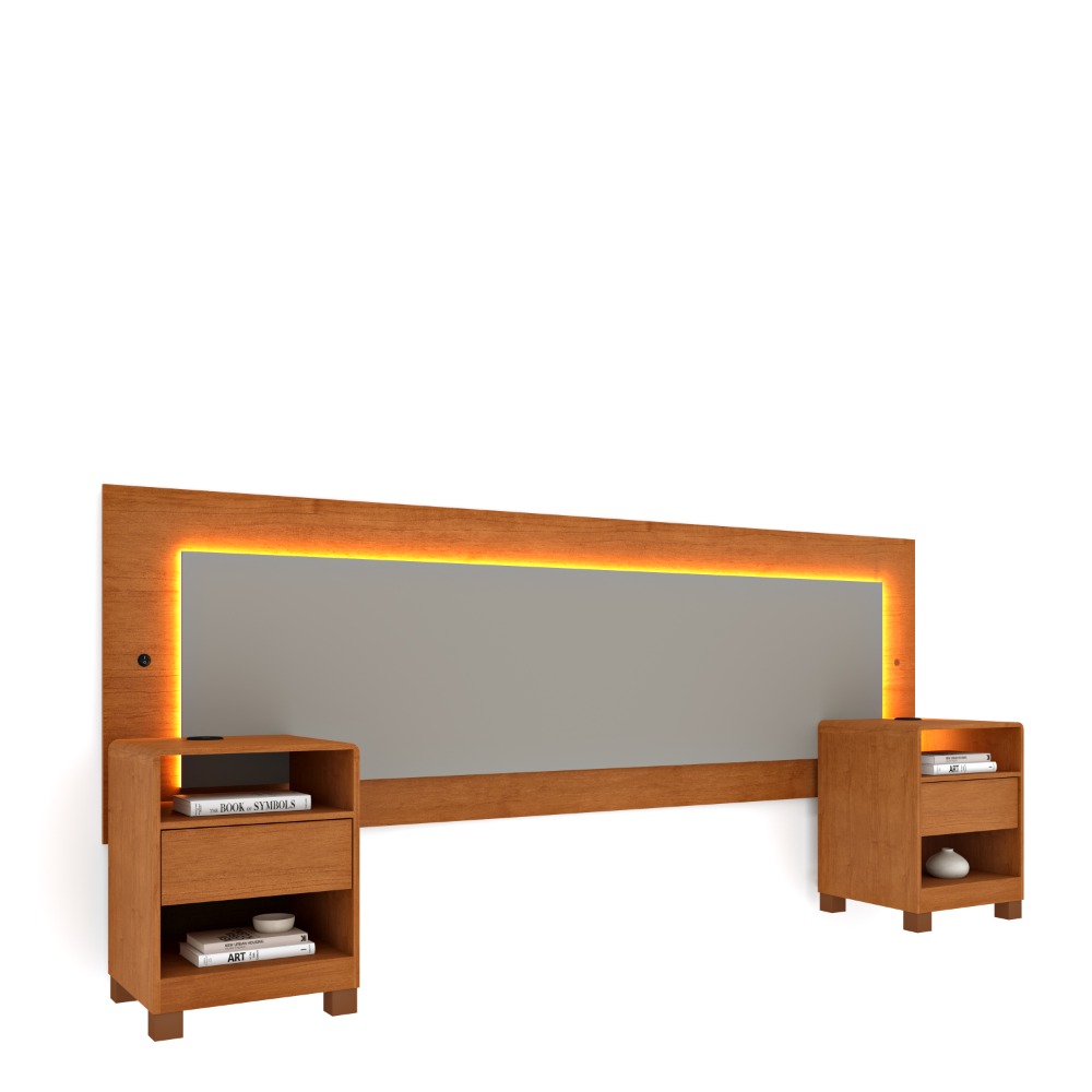 Painel Box Casal Com Led Espanha